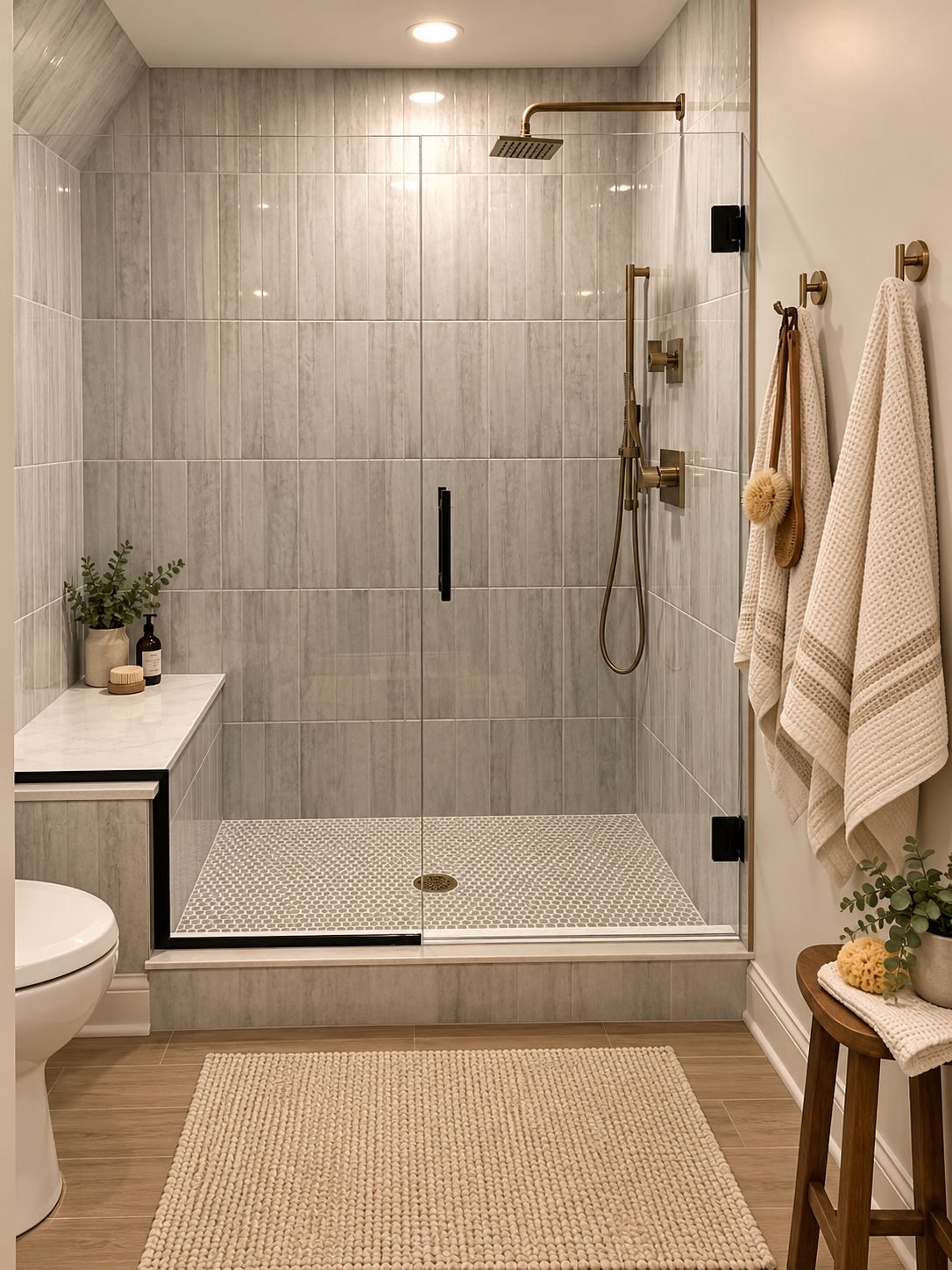Basement bathroom walk-in shower